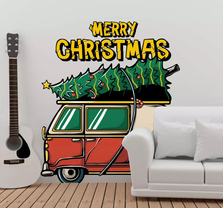 Santa's car christmas sticker - TenStickers