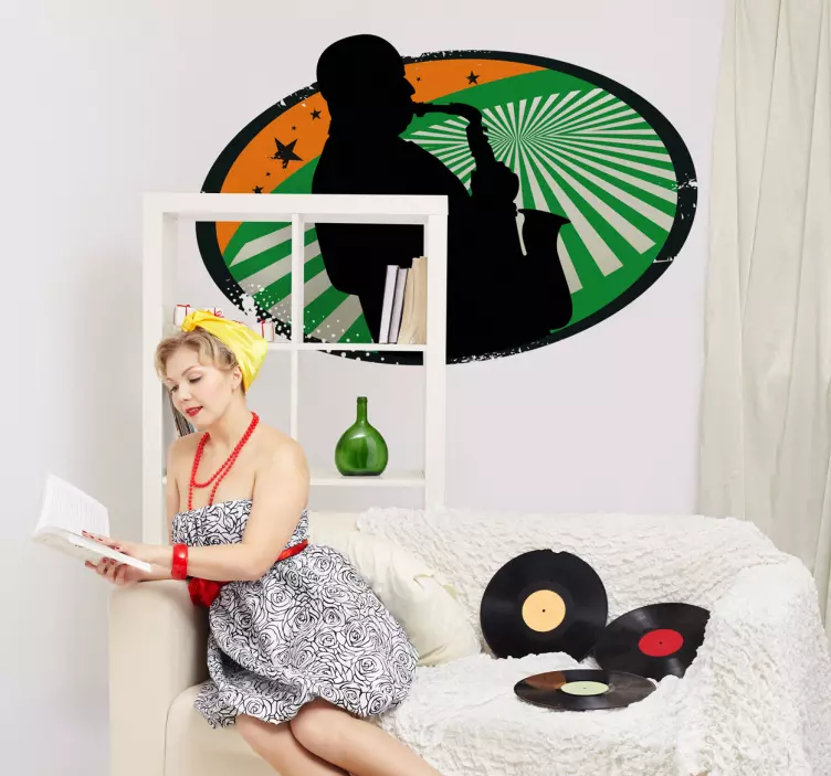 Saxophonist Shadow music wall sticker - TenStickers