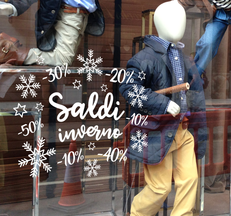Scritte saldi inverno con fiocchi neve sales sticker - TenStickers
