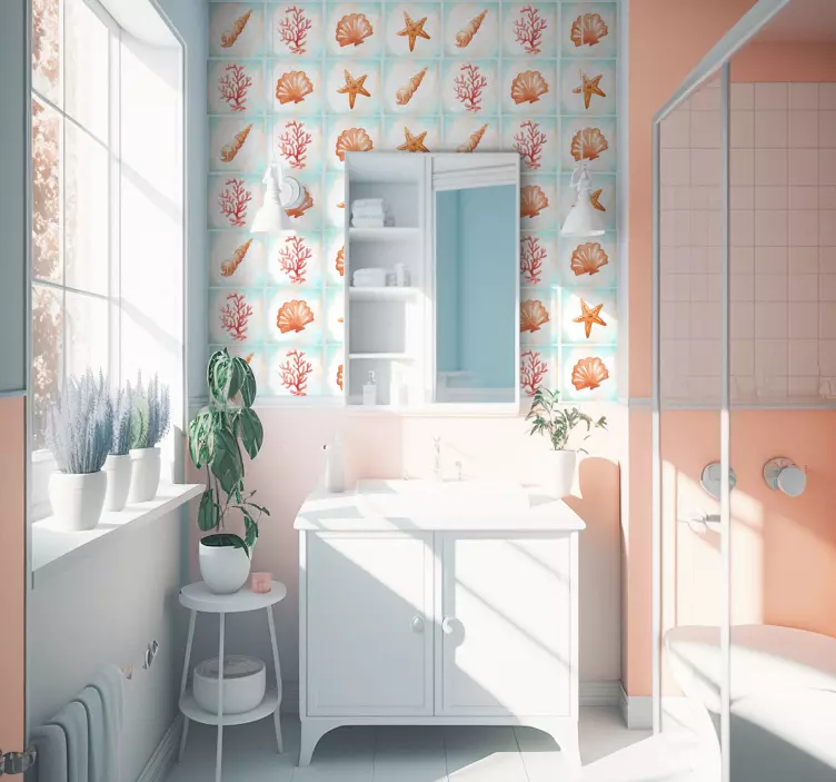 Sea Elements Wall Tile Sticker - TenStickers