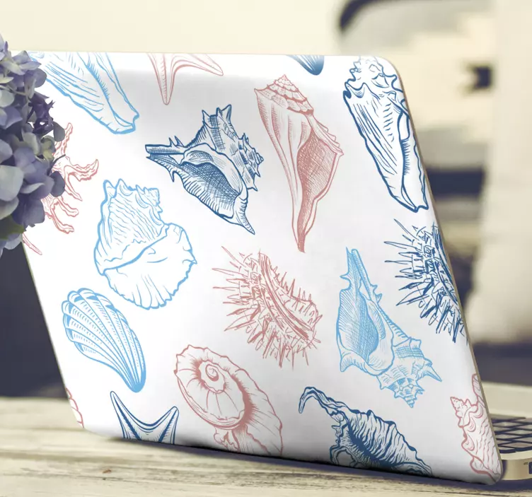 Seashells pattern laptop decal - TenStickers
