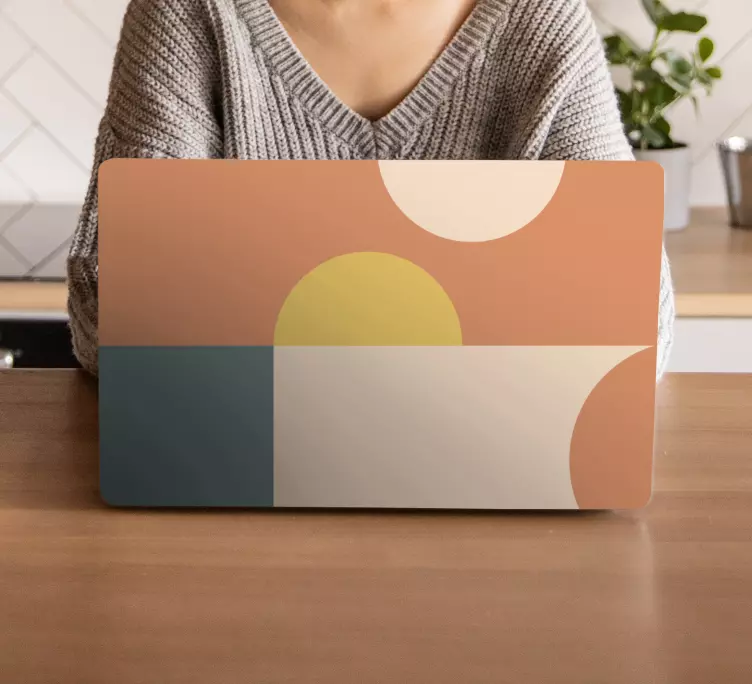 Semi-circles geometric art laptop skins - TenStickers
