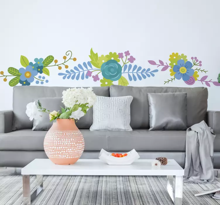 September Floral Cool Tones Decals - TenStickers