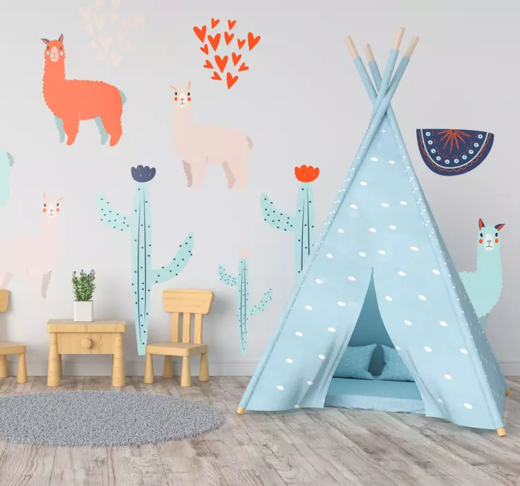 set of llamas animal wall sticker - TenStickers
