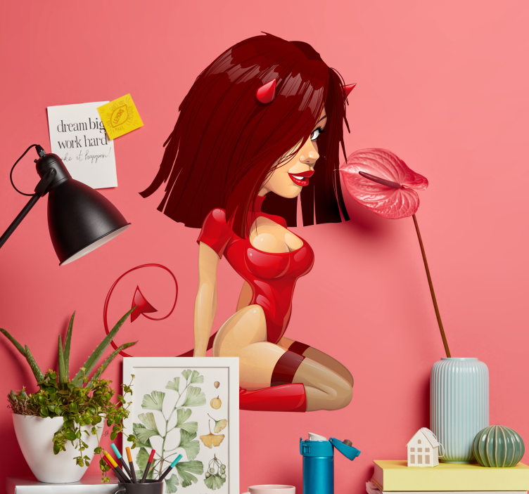 Sexy Devil Girl Wall Sticker - TenStickers