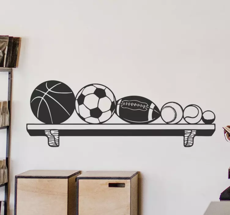 Shelf with sports balls wall sticker - TenStickers