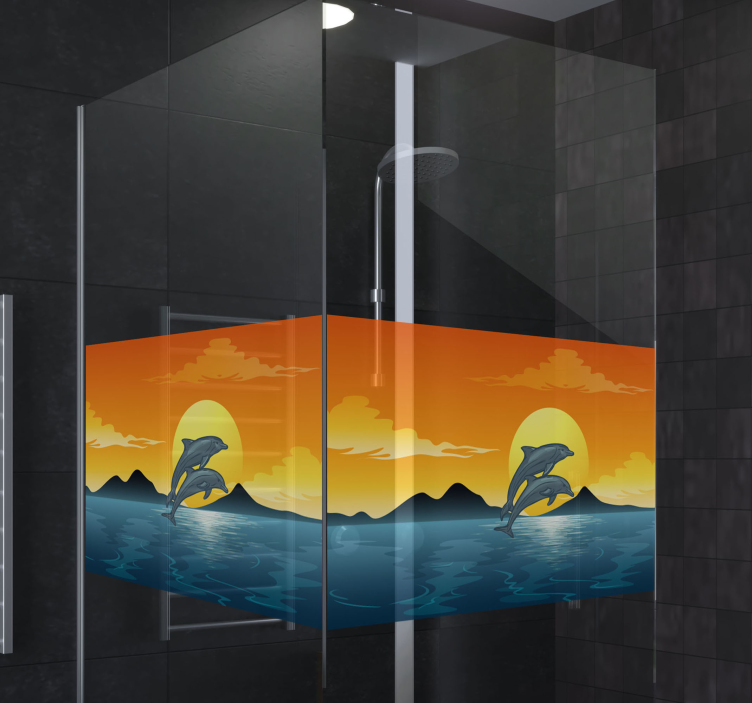 Shining dolphins shower screen decal - TenStickers