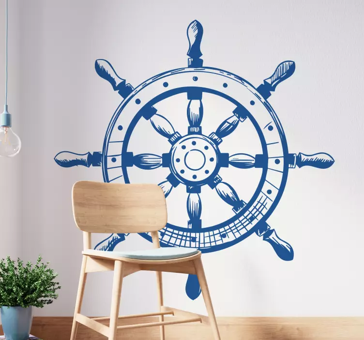 Ship Helm Illustration Sticker - TenStickers