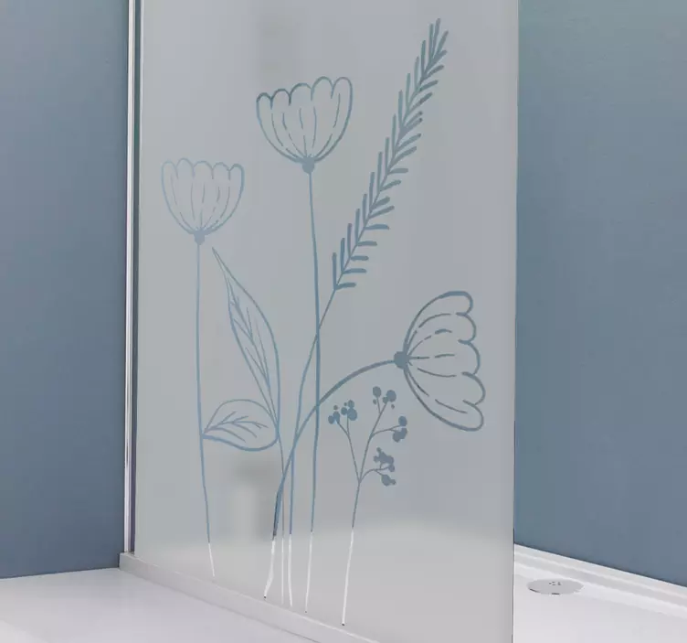 Shower screen sticker flower pattern decor - TenStickers