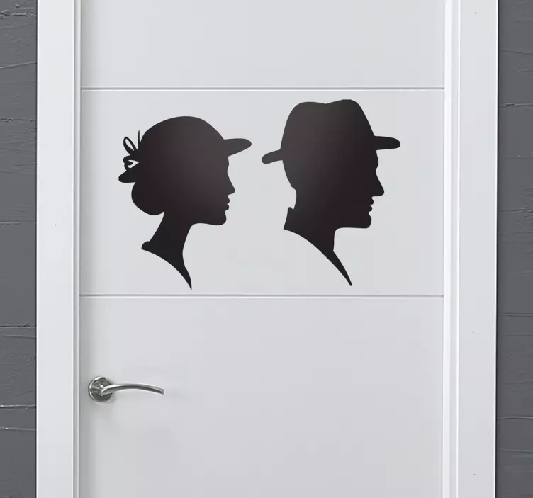 Silhouette man and woman toilet door sticker - TenStickers