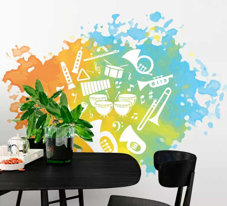 Silhouette musical instruments wall sticker - TenStickers