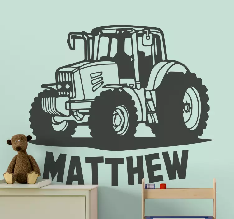 Silhouette of tractor with name toy sticker - TenStickers
