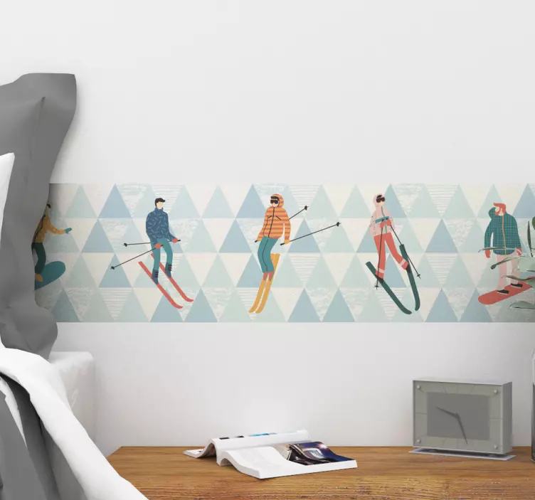 skiers border wall sticker - TenStickers