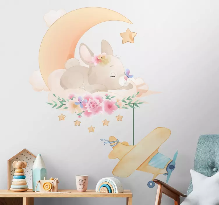 Sleeping Bunny Cloud wall stickers for kid - TenStickers