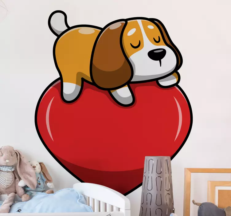 Sleeping Puppy Heart wall sticker - TenStickers