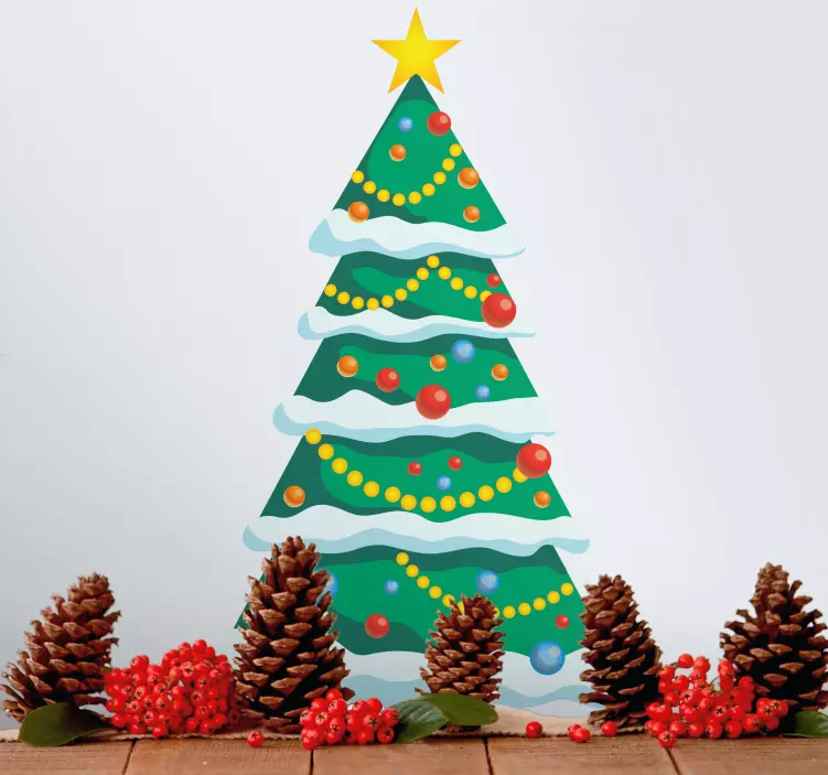 Snowed tree décor Christmas sticker - TenStickers