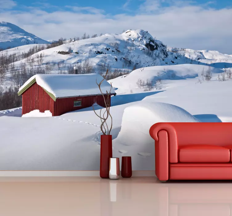 Snowy House Winter Wall Mural - TenStickers