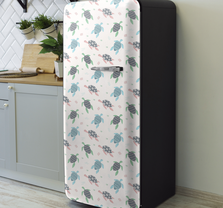 Soft color turtles fridge sticker - TenStickers