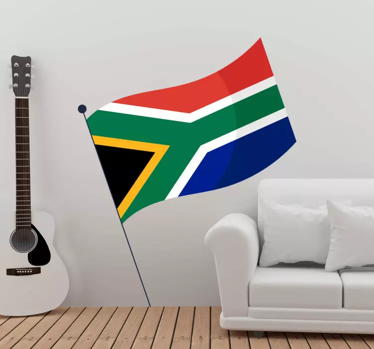 South Africa flag with pole sticker - TenStickers