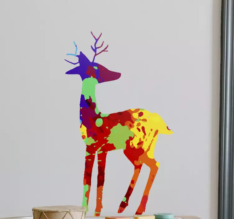 Splash color colorful deer wall art decal - TenStickers
