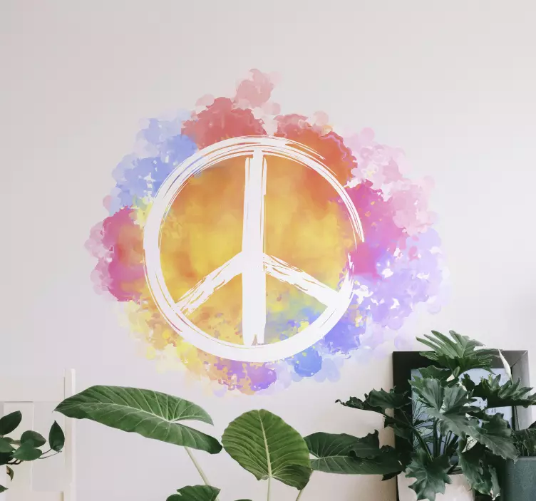 Splash color colorful peace mark wall  decal - TenStickers