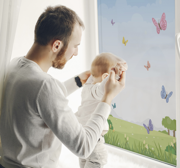 Spring grass butterfly window sticker - TenStickers