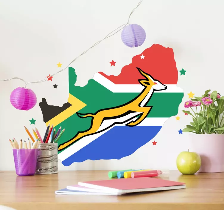 Springboks logo with SA flag rugby wall decal - TenStickers