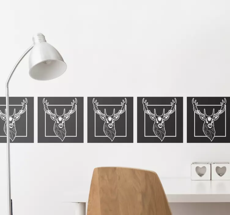 Stag  pattern decorative tile sticker - TenStickers