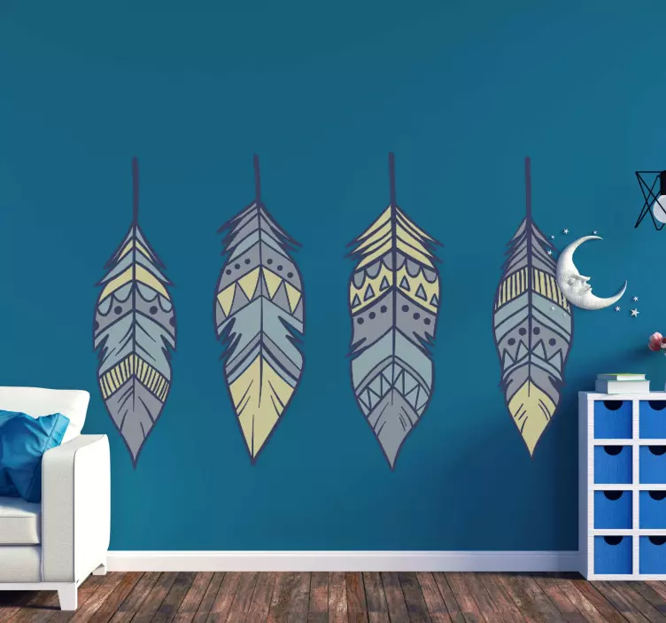 Stylized Feather Patterns wall sticker - TenStickers