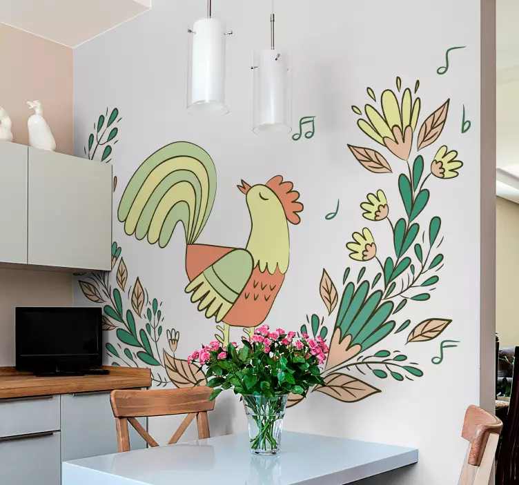 Stylized Rooster Illustration farm animal wall sticker - TenStickers