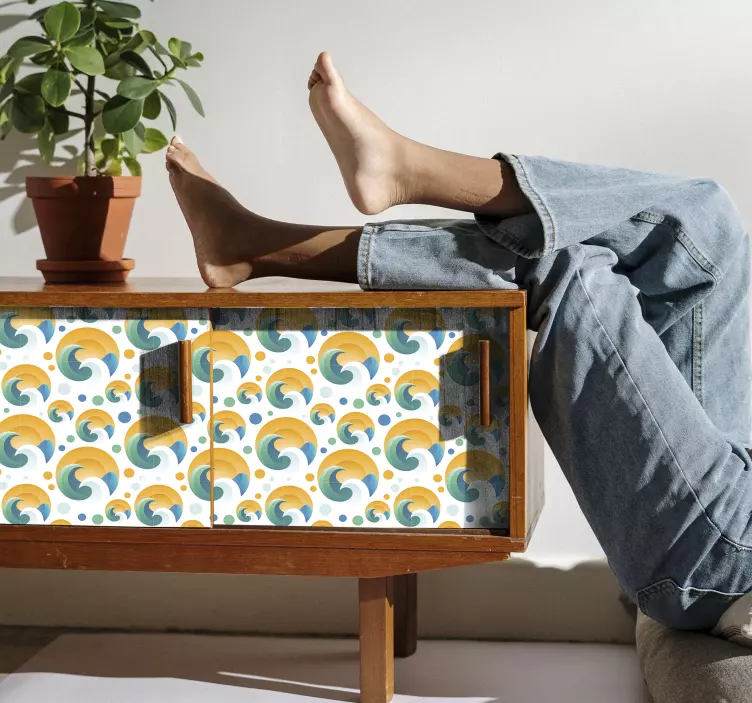 Sun and waves furniture sticker - TenStickers