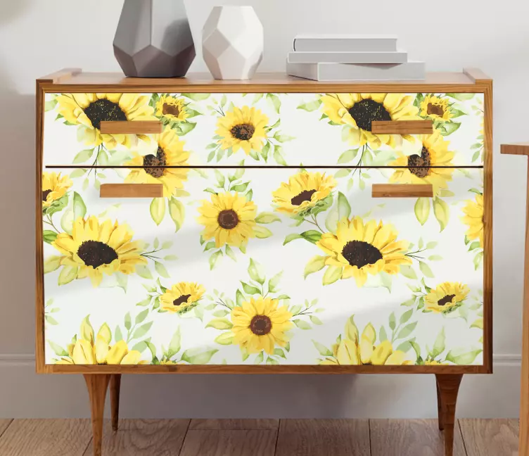 Sunflower Pattern Overlay furniture sticker - TenStickers