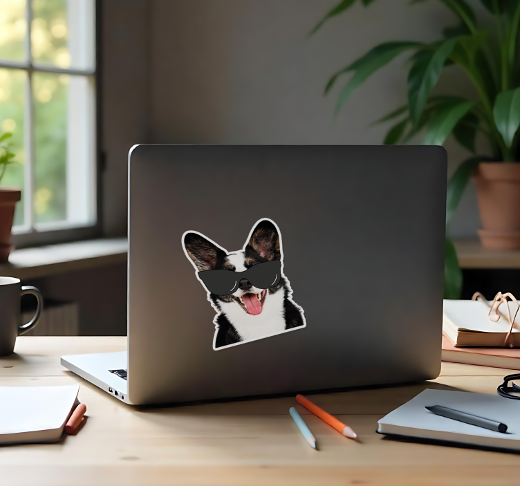 Sunglasses fun dog Laptop sticker - TenStickers