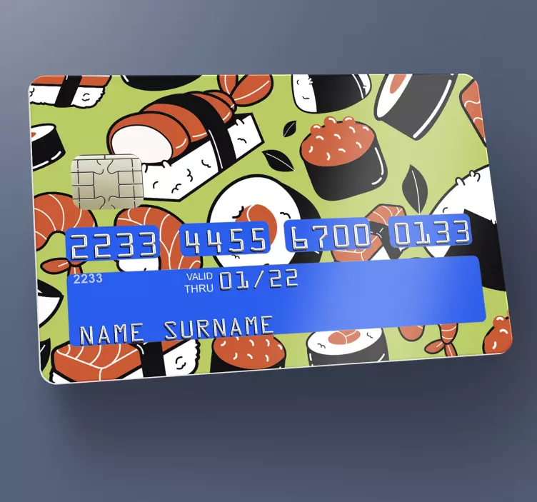 Sushi food pattern credit card sticker - TenStickers