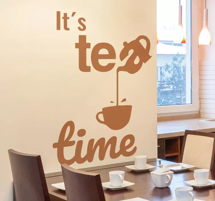 Text tea time drink sticker - TenStickers