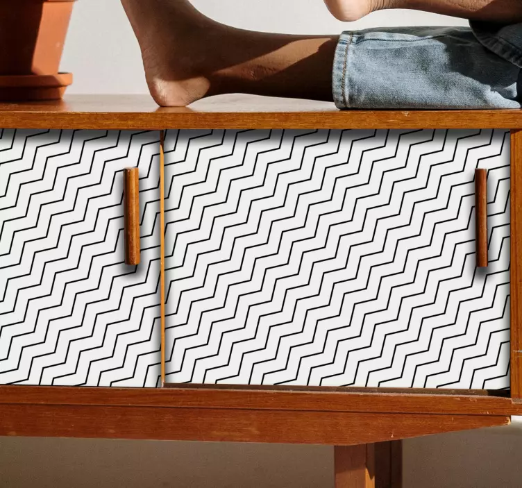Black zig zag on beige furniture decal - TenStickers