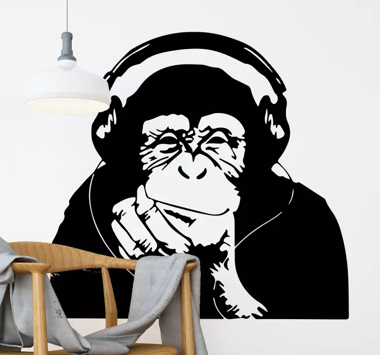 thinking monkey banksy wall art sticker - TenStickers