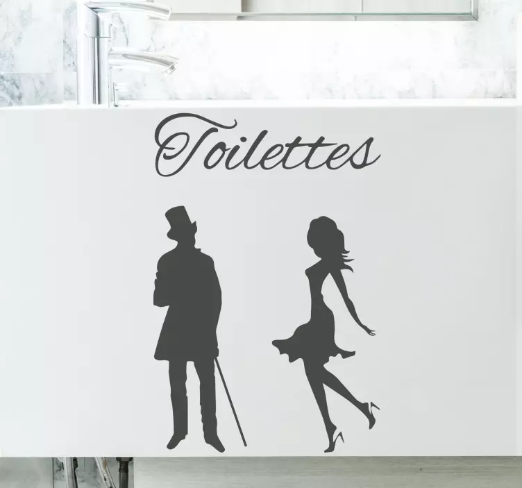 Silhouettes man and woman shower screen sticker - TenStickers
