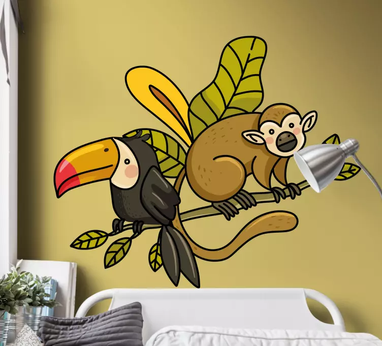 Toucan and Monkey wall sticker - TenStickers