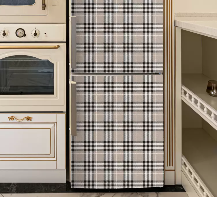 Traditional scottish grey tartan fridge sticker - TenStickers