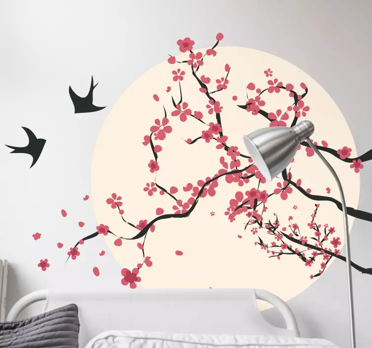 Birds Flowers Tree Wall Sticker - TenStickers