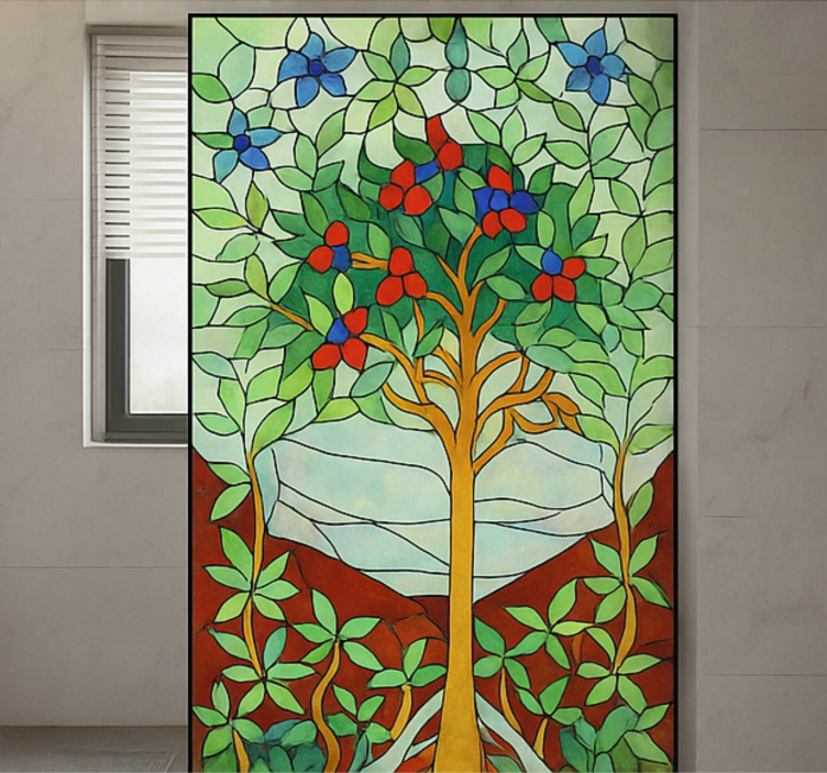 Tree Stained Glass shower screen sticker - TenStickers