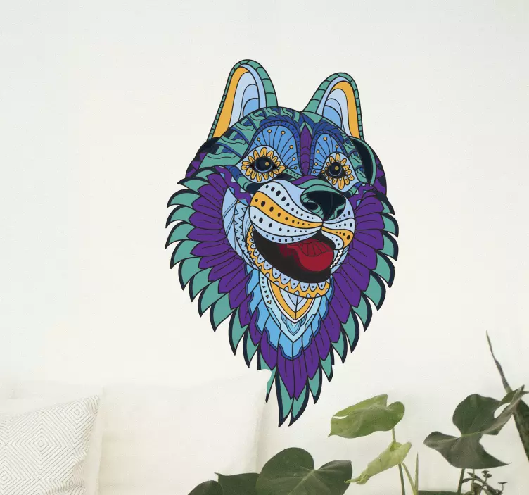 Tribal fox head wild animal decal - TenStickers