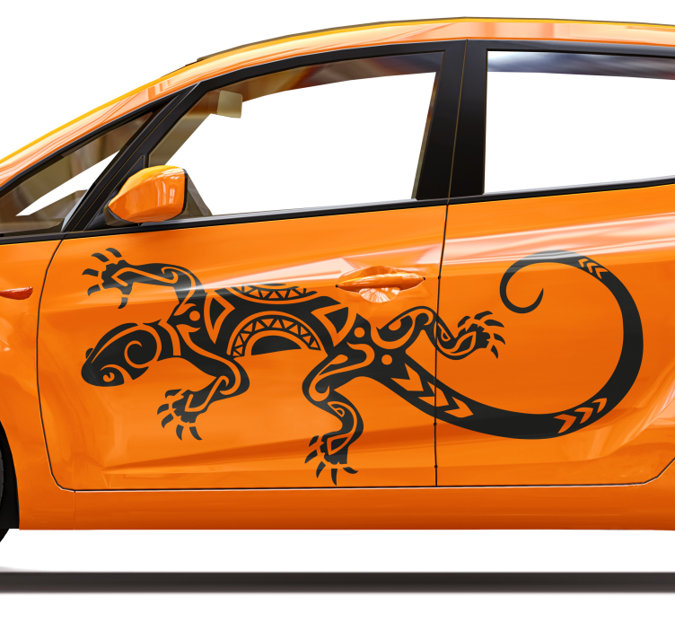 Silhouetted tribal lizard car sticker - TenStickers