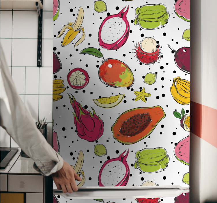 Tropical Fruits Pattern fridge sticker - TenStickers