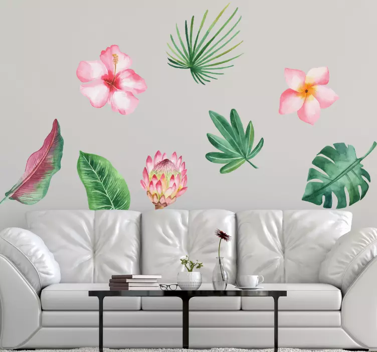 Tropical leafs set plant wall decal - TenStickers