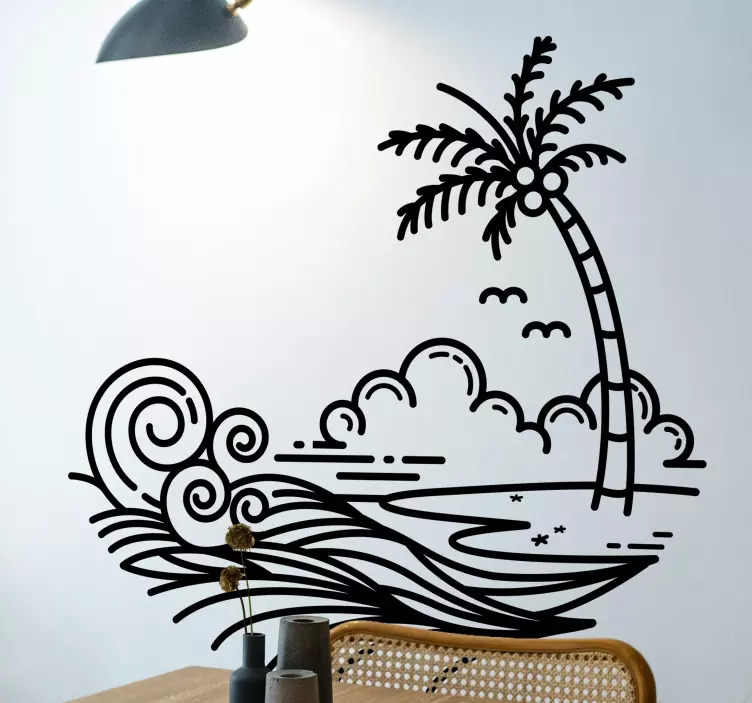 Tropical Shoreline Scene nature wall sticker - TenStickers