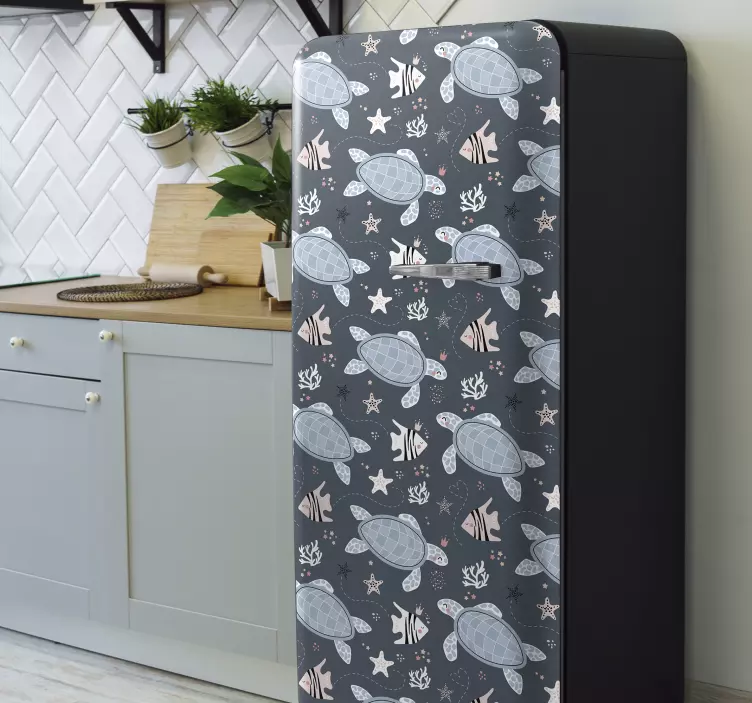Turtles and Fish Under Sea fridge sticker - TenStickers