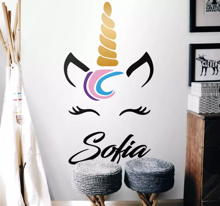 Unicorn Face Customization wall stickers for kid - TenStickers