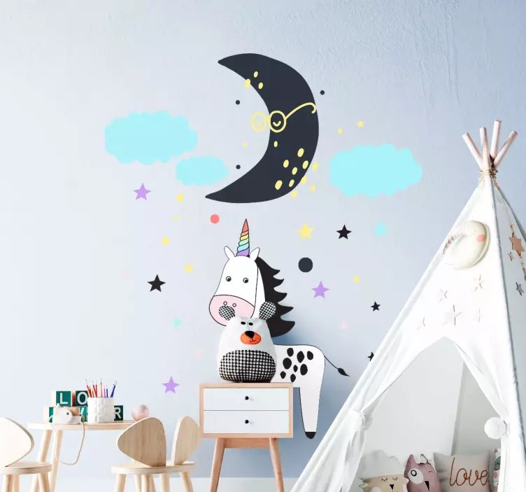 Unicorn Night Sky wall stickers for kid - TenStickers